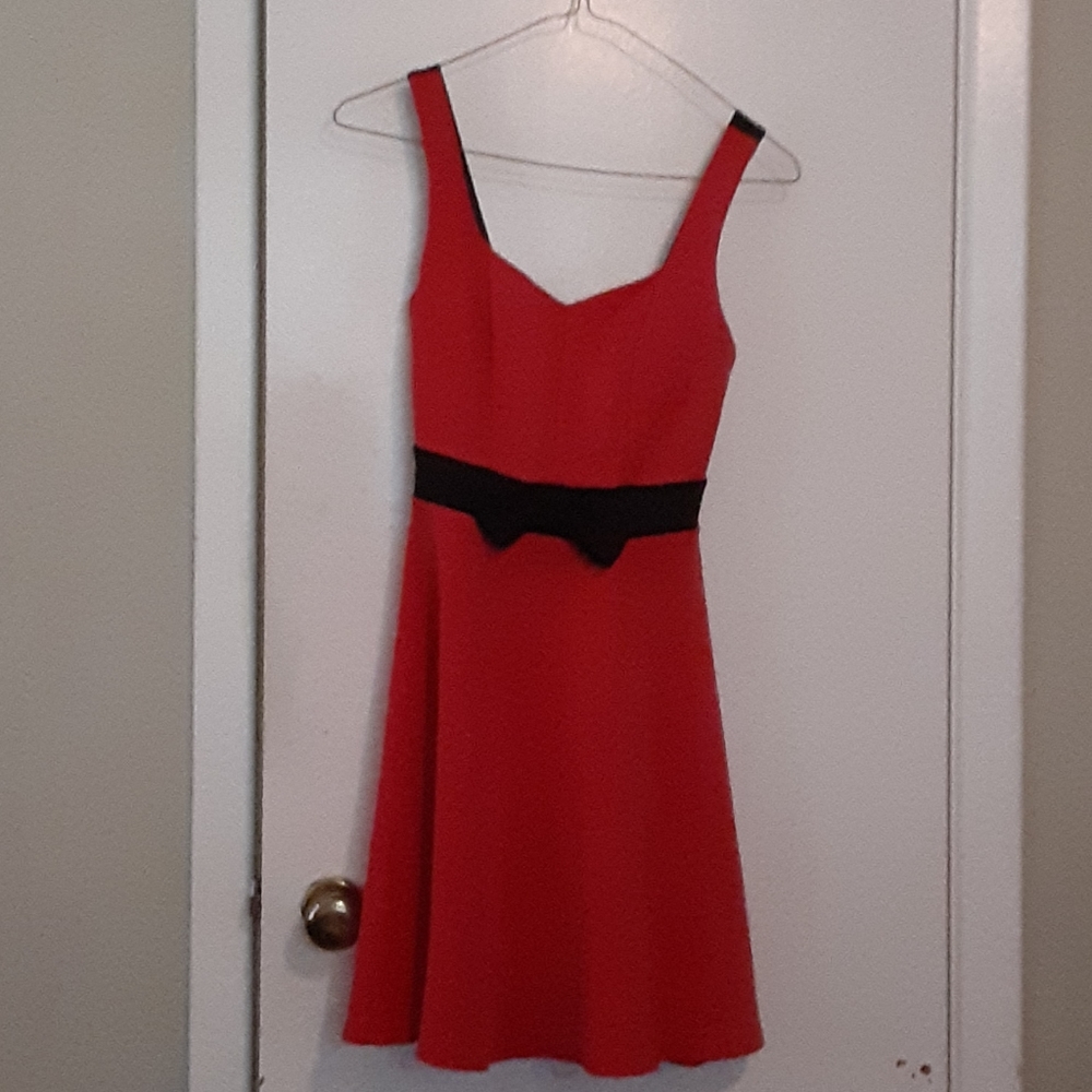 Coral and black dress